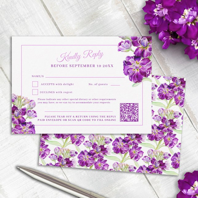 QR-Code für lila Aquarellfarben RSVP Karte (Von Creator hochgeladen)