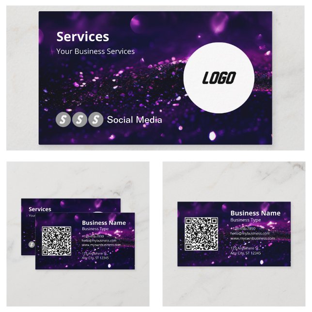 QR-Code für lila moderne Logos Visitenkarte (Purple Modern Logo Scannable QR Code Business Cards)