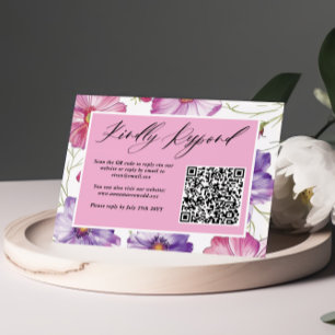 QR-Code für Minimalistische Lila Rosa-Blütenhochze RSVP Karte