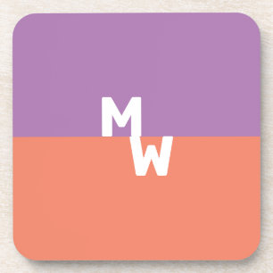 QR-Code für Minimalistische Monogramm-Quadratzoll Getränkeuntersetzer