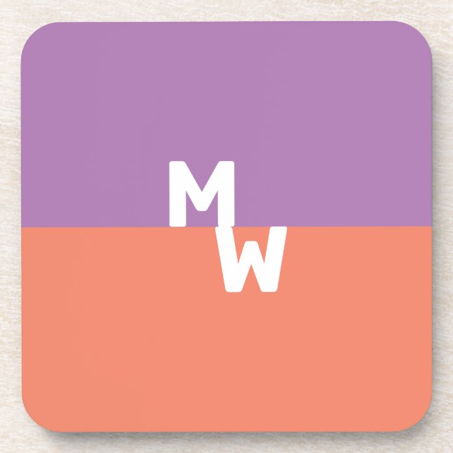 QR-Code für Minimalistische Monogramm-Quadratzoll Getränkeuntersetzer (Vorderseite)