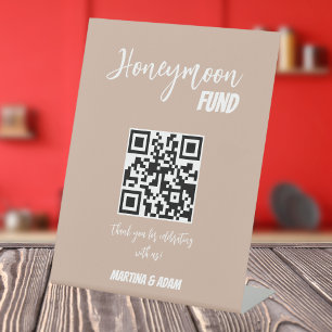 QR-Code für Minimalistische Retro-Hochzeitsfeierta Sockelschild