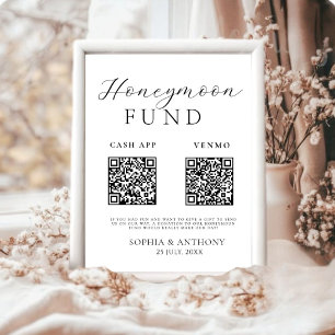 QR-Code für Minimalistische Schwarz-Weiß-Flitterwo Poster