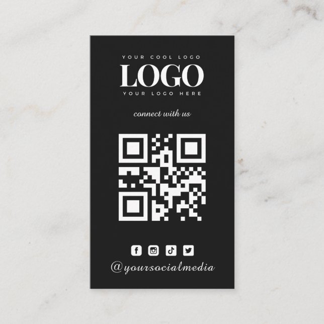 QR-Code für Minimalistische Schwarze und soziale M Visitenkarte (Vorderseite)