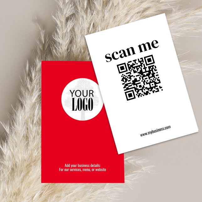 QR-Code für Minimalistisches, einfaches Business (Red and white add your logo with a QR Code. )