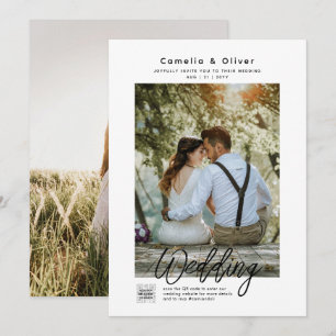 QR-CODE für Minimalistisches White & Black Wedding Einladung
