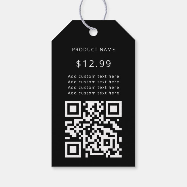 QR-Code für moderne Business-Logos, schwarze Preis Geschenkanhänger (Rückseite)