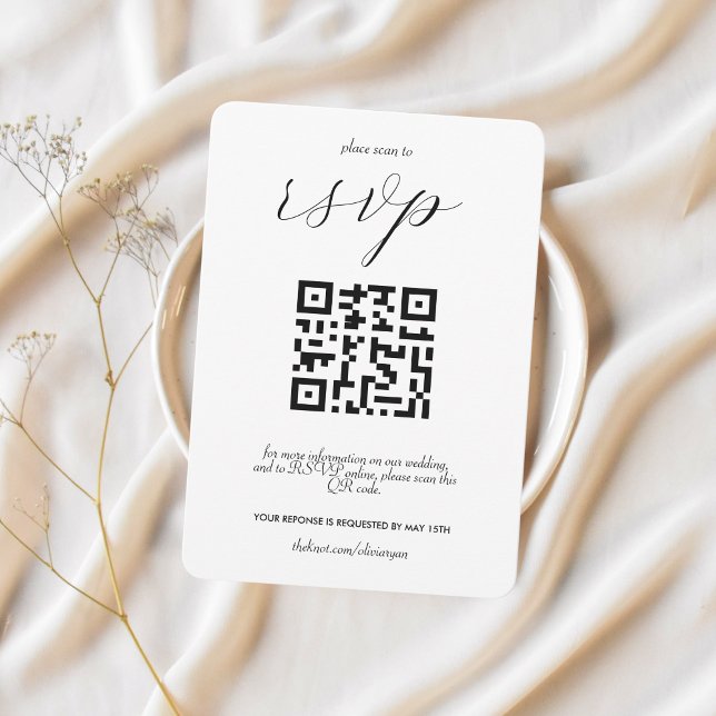 QR-Code für moderne Colorblock-Hochzeiten | Schwar RSVP Karte (Von Creator hochgeladen)