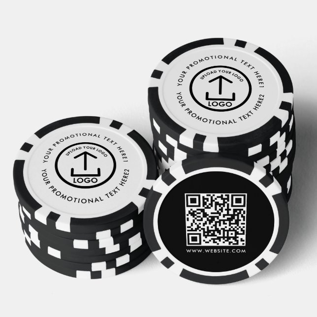 QR-Code für moderne Geschäftslogos Schwarz-weiß Pokerchips (Stapel)