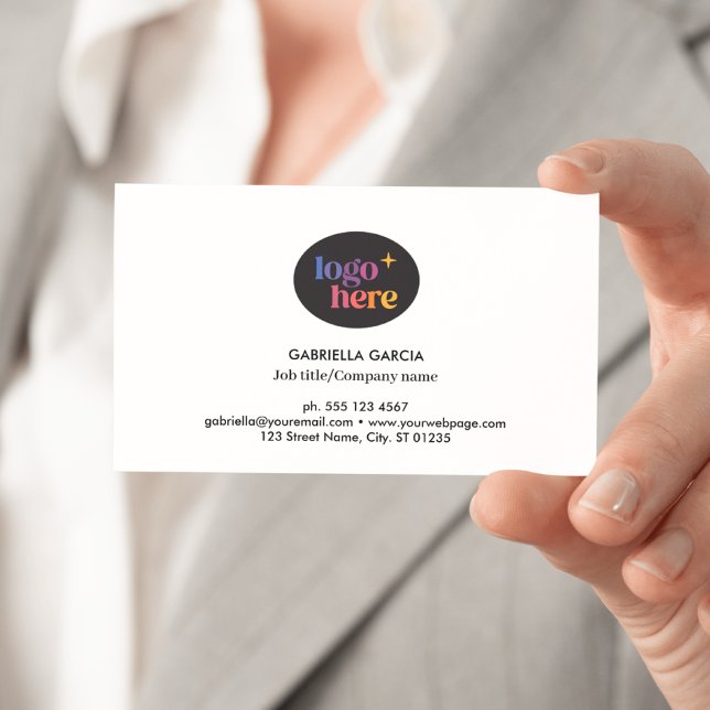 QR-Code für moderne Logos Weiße Visitenkarte (Front side of card shown in 3.5 x 2.0 inch, add your QR Code on the backside.)