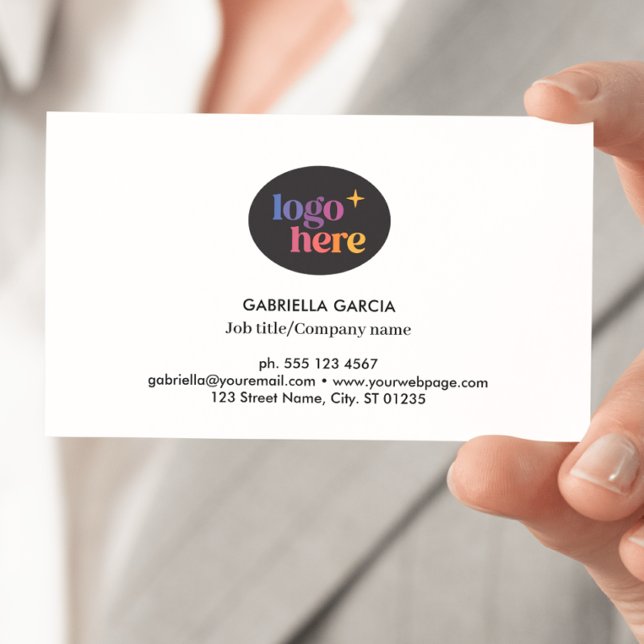 QR-Code für moderne Logos Weiße Visitenkarte (Front side of card shown in 3.5 x 2.0 inch, add your QR Code on the backside.)