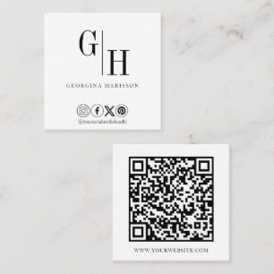 QR-Code für moderne Monogram-Logos weiß Quadratische Visitenkarte