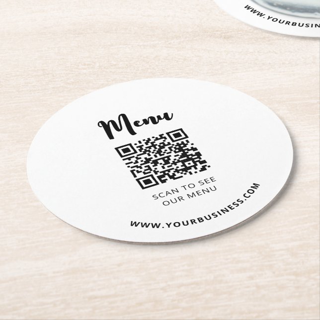 QR-Code für moderne Restaurants Runder Pappuntersetzer (Angewinkelt)