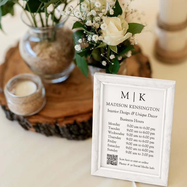 QR-Code für Monogram oder Add-Logos für Geschäftsz Poster (Edit to Customize text, colors and more)