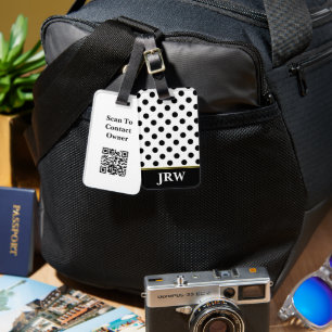 QR-Code für Monogramm-Monogramm mit schwarzem und  Gepäckanhänger