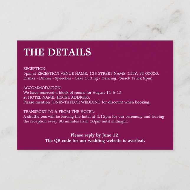 QR-Code für Mulberry-Wine - Hochzeitskarte Begleitkarte (Vorderseite)