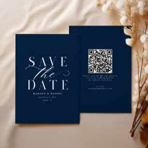 QR-Code für Navy Blue Classic Save the Date Non-Fo