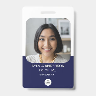 QR-Code für Navy Blue Custom Foto Employee ID Ausweis