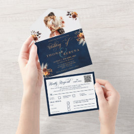 QR-Code für Navy Blue Terracotta bei einer Hochzei All In One Einladung