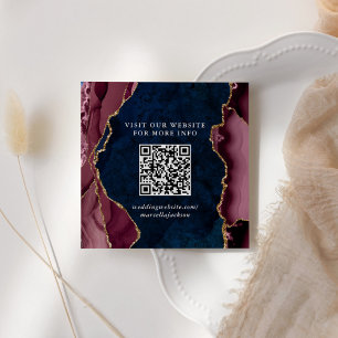 QR-Code für Navy, Burgund & Gold Agate Mitteilungskarte