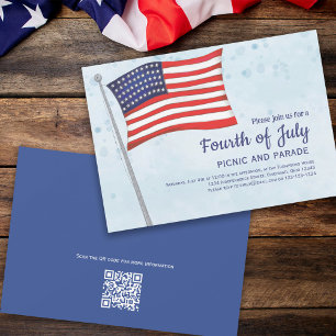 QR-Code für niedlich Red White Amerikanische Unabh Einladung