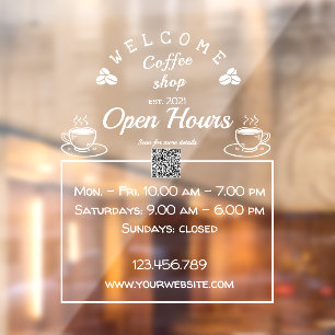 QR-Code für offene Stunden Coffeeshop-Schild - Fe Fensteraufkleber