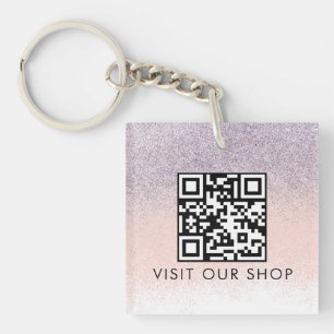 QR-Code für Paare-Unternehmen Monogramm Glitter  Schlüsselanhänger