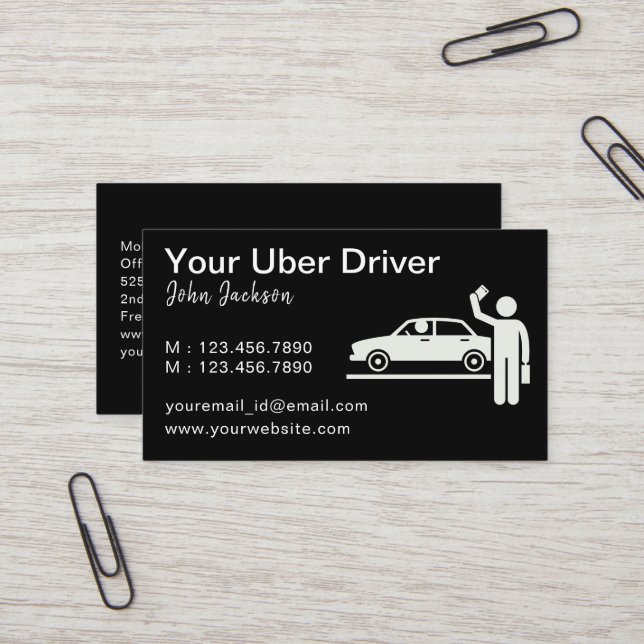 QR-Code für personalisierten Uber-Treiber Visitenkarte (Vorderseite/Rückseite Beispiel)