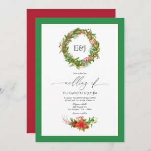 QR-Code für Poinsettia & Pine Christmas Wedding Ch Einladung