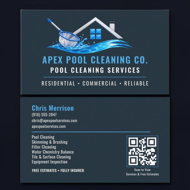 QR-Code für Poolreinigung - Professionelle Dienstl Visitenkarte (Von Creator hochgeladen)