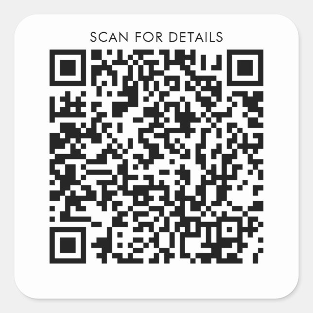 QR-Code für Privat oder Geschäft Quadratischer Aufkleber (Vorderseite)