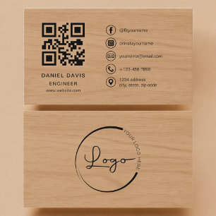 QR-Code für professionelle Ingenieure aus Holz Visitenkarte