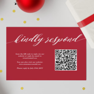QR Code für Red Christmas Wedding RSVP Karte