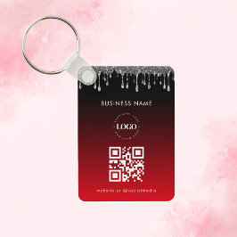 QR-Code für Red Silver Glitzer Driving Company Schlüsselanhänger