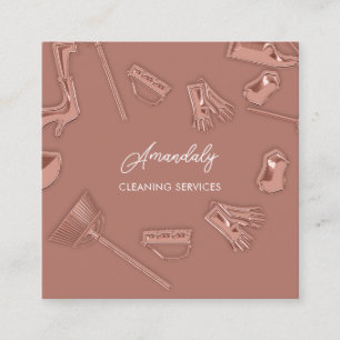 QR-Code für Reinigungsdienste im Haushaltshaus Quadratische Visitenkarte