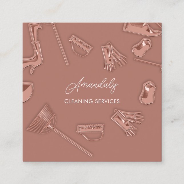 QR-Code für Reinigungsdienste im Haushaltshaus Quadratische Visitenkarte (Vorderseite)