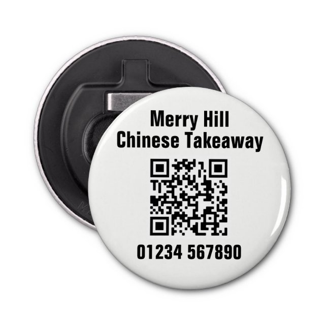 QR-Code für Restaurant-Abholung Online-Menü Flaschenöffner (Vorderseite)