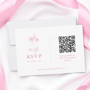 QR-Code für Rosa Toile Floral Wedding RSVP Karte