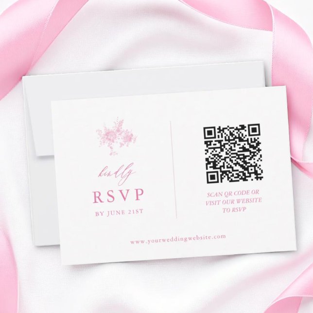 QR-Code für Rosa Toile Floral Wedding RSVP Karte (Von Creator hochgeladen)