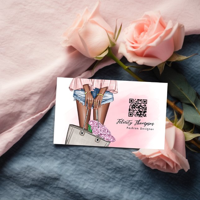 QR-Code für rosa und blaue Denim-Mode Visitenkarte (Von Creator hochgeladen)
