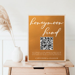 QR-Code für Rustic Gold Wedding Honeymoon Poster