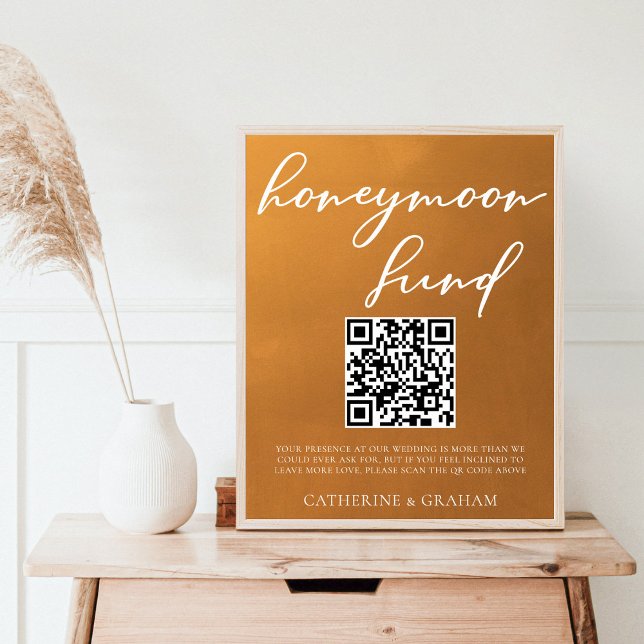QR-Code für Rustic Gold Wedding Honeymoon Poster (Von Creator hochgeladen)
