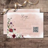 QR-Code für rustikales Burgund und Rosa Rose