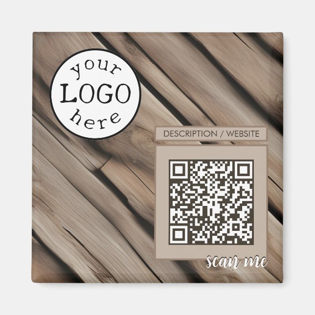 QR-Code für rustikales Holz in Unternehmen Magnet (Vorne)