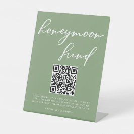 QR-Code für Sage Green White Script Honeymoon Fund Sockelschild