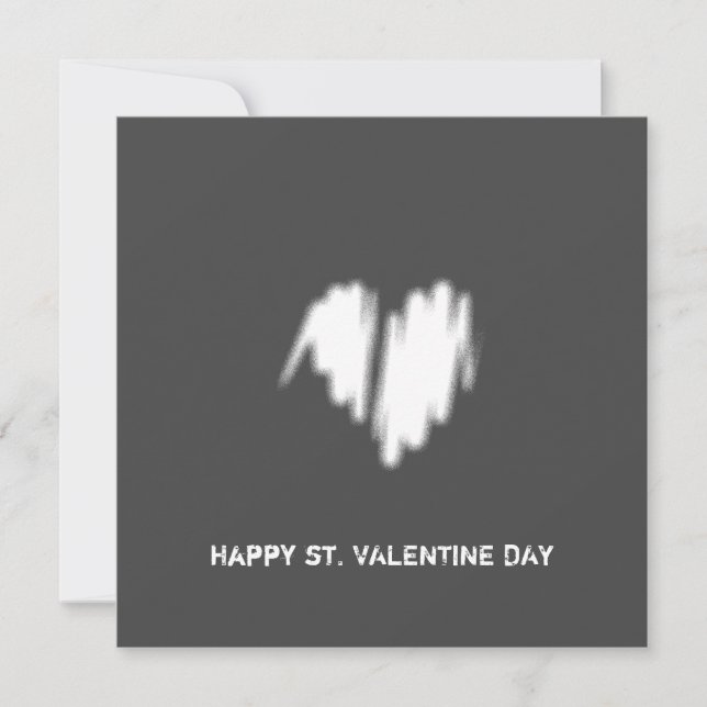 QR-Code für sauberes monochromes modernes Weißherz Karte (Vorderseite)