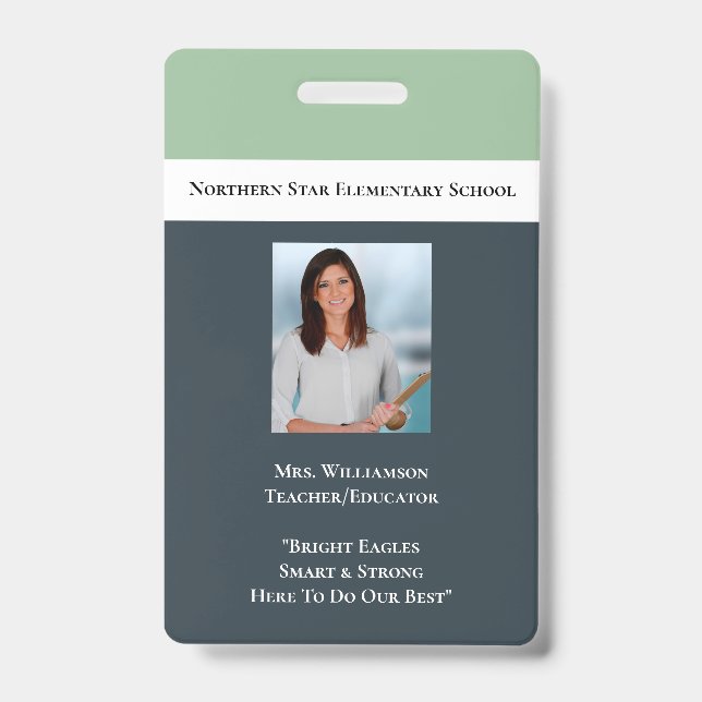 QR-Code für Schulmitarbeiter Mitarbeiter-Foto-ID L Ausweis (Vorderseite)