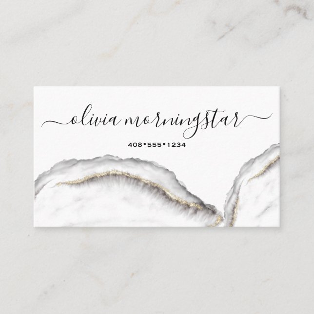 QR-Code für Schwarz-Gold-Agate-Marmor Visitenkarte (Vorderseite)