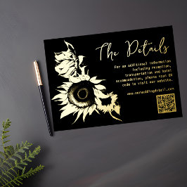 QR-Code für Schwarz und Gold-Sonnenblumen Folien Feiertagskarte