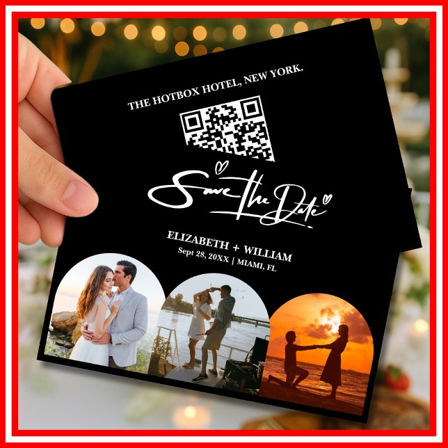 QR-Code für Schwarz-Weiß-Foto Elegante Hochzeit Save The Date (Von Creator hochgeladen)